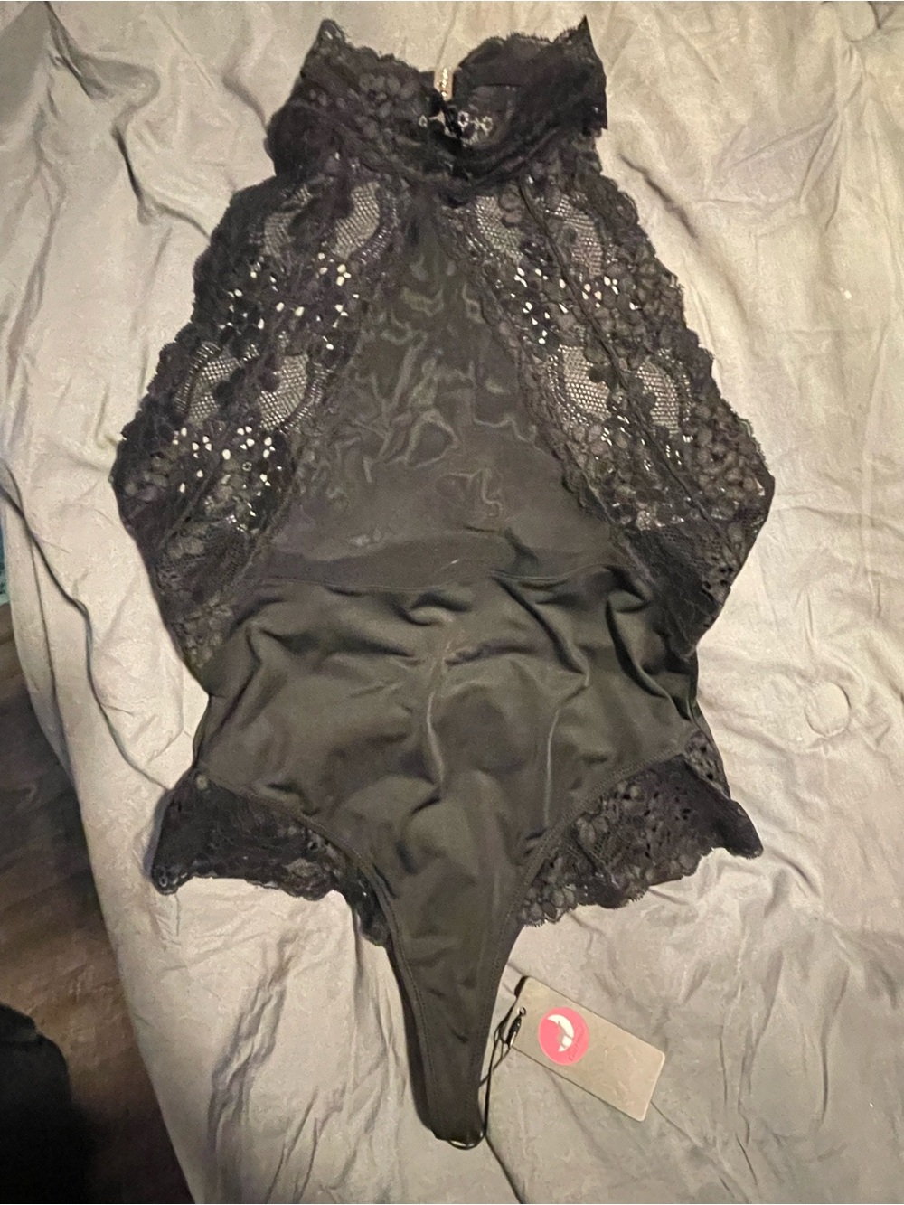 Black Lace Halter Bodysuit - Women Tops